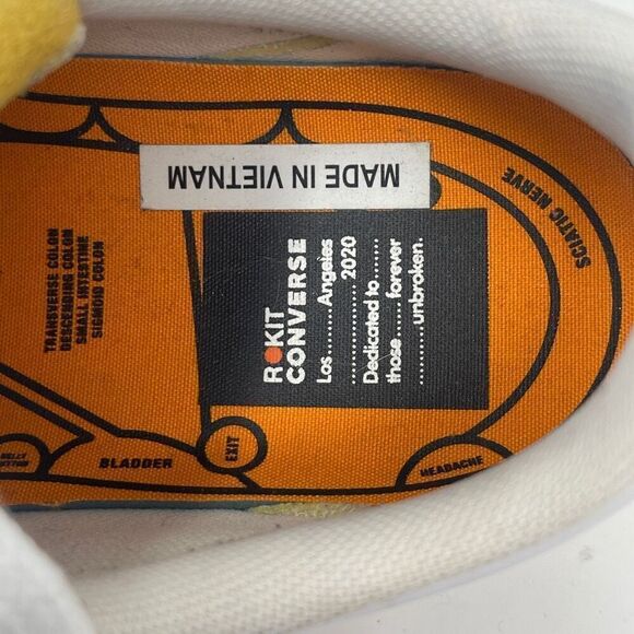 Converse White Pro Leather Low x Rokit Orange Pop 2020 Sneaker Shoes Size 9 - Picture 6 of 7